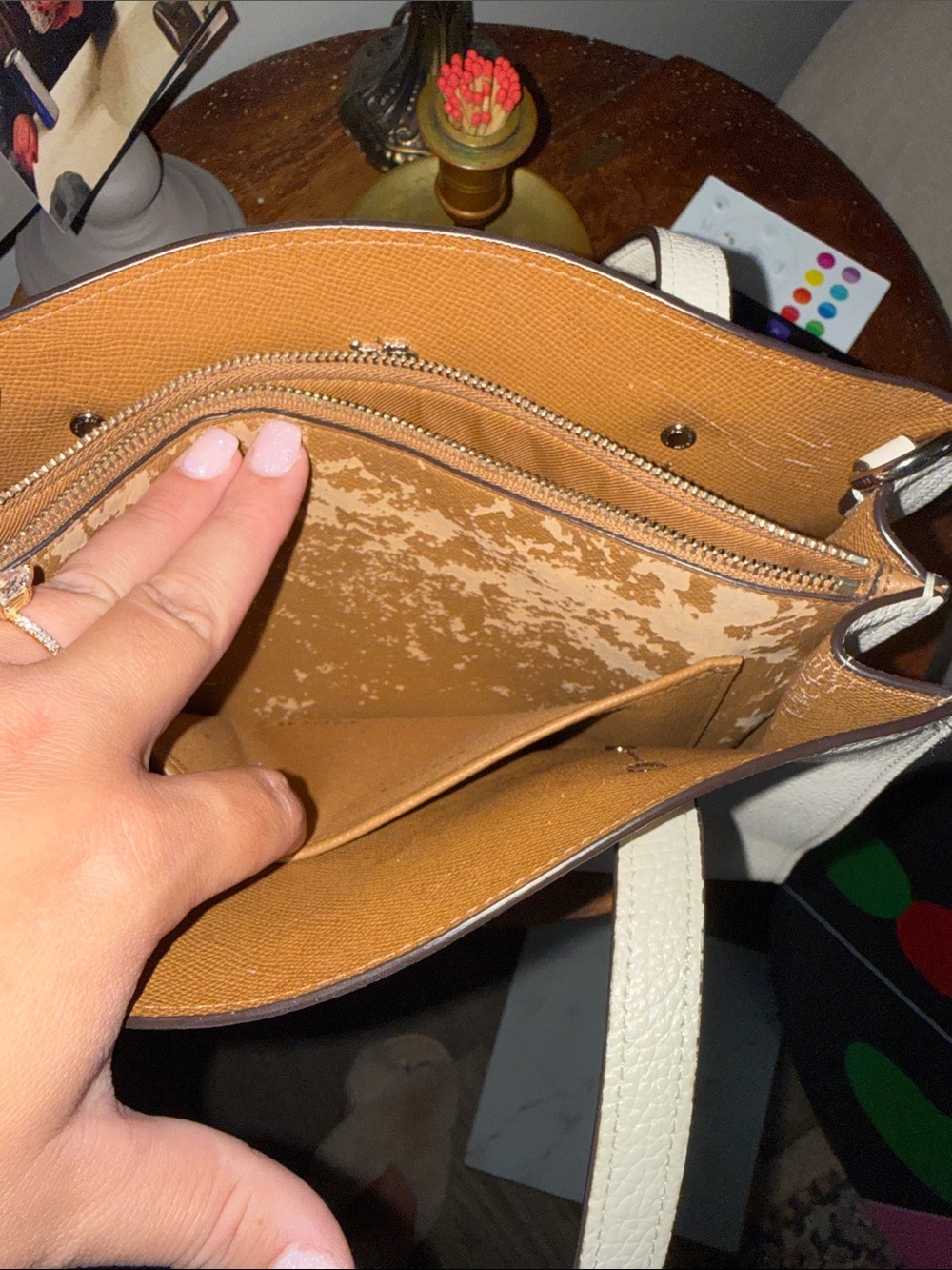 COACH Pebbled Leather Satchel – Cream/Light Tan Trim - Picture 5 of 7